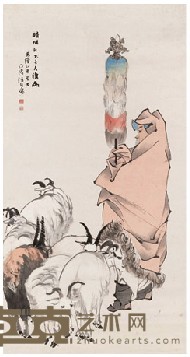 任颐 1885年作 苏武牧羊 镜心 102X55cm